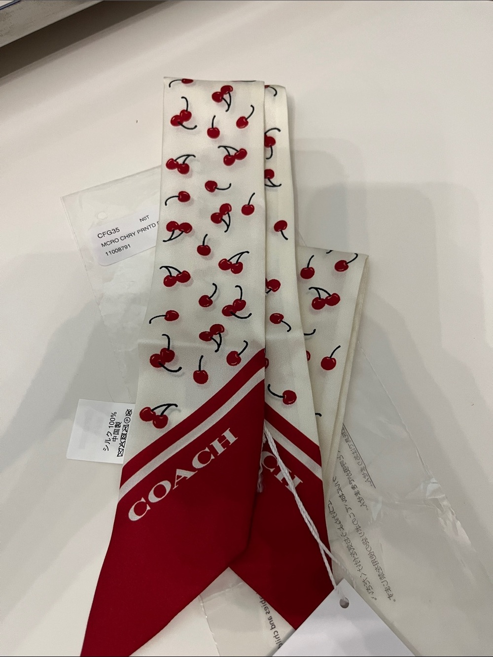 Coach Red & White Micro Cherry Bandeau